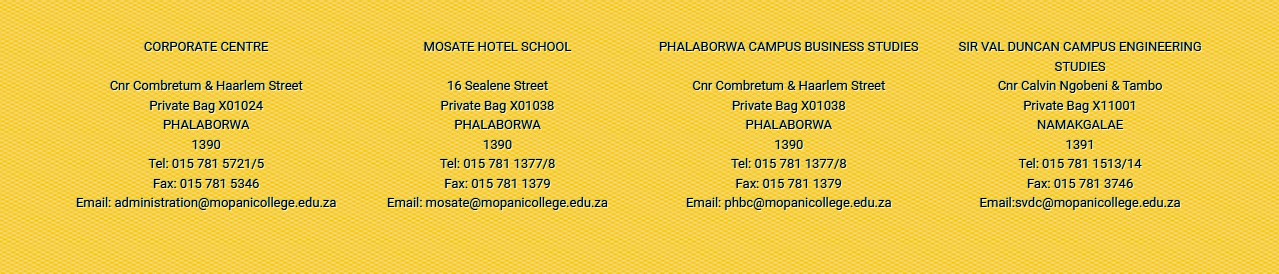 Mopani South East TVET College contact